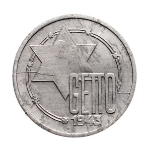 Getto w Łodzi, 10 marek 1943, aluminium - kropka na gwieździe
