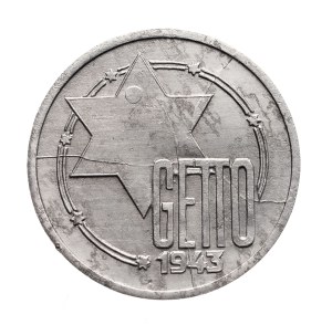 Lodz ghetto, 10 marks 1943, aluminum - dot on star