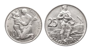 Czechoslovakia, set of 2 silver collector coins 1954-1955