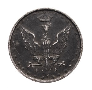 Kingdom of Poland, 10 fenig 1917, Stuttgart - inscription close to border