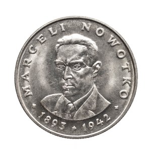 Polska, PRL, 20 złotych 1974 Nowotko - płytko wybity mały orzeł