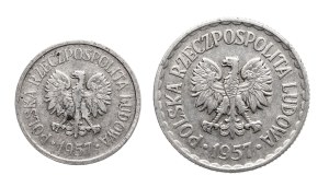 Poland, PRL, set: 20 pennies 1957 and 1 zloty 1957.
