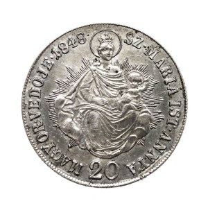 Węgry, Ferdynand I, 20 krajcarów 1848 K.B., Kremnica