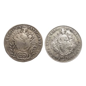 Węgry, Maria Teresa, Ferdynand I, zestaw: 20 krajcarów 1770 B E.V.M-D., 1840 B, Kremnica