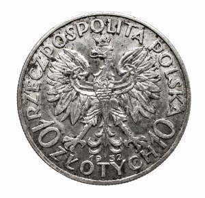 Poland, Second Republic, 10 zloty 1932, Head of a Woman, London