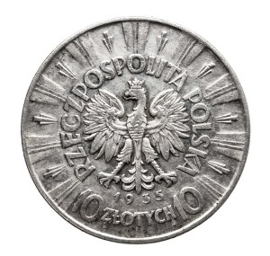 Poland, Second Republic, 10 zloty 1935, Pilsudski, Warsaw.