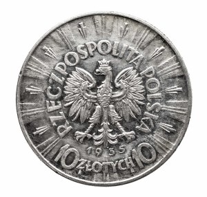 Poland, Second Republic, 10 zloty 1935, Pilsudski, Warsaw.