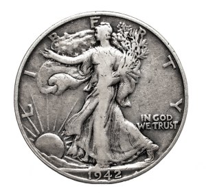 United States of America (USA), 1/2 dollar, Liberty walking, 1942, Philadelphia.
