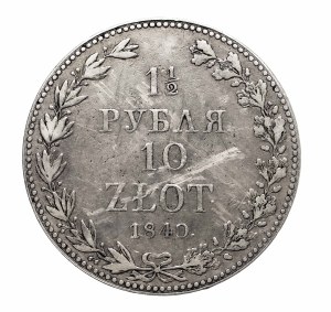 Kingdom of Poland, 1 1/2 ruble - 10 gold 1840 MW, Warsaw - rare
