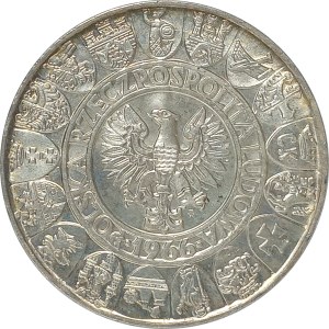 Poland, People's Republic of Poland, 100 gold 1966 Mieszko and Dabrowka - Half-posts, sample in silver