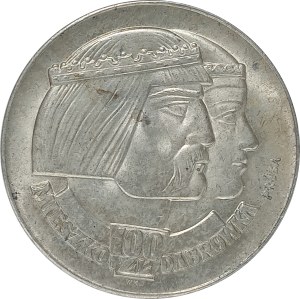 Poland, People's Republic of Poland, 100 gold 1966, Mieszko and Dabrowka, Heads - sample in silver