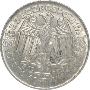 Poland, People's Republic of Poland, 100 gold 1966, Mieszko and Dabrowka, Heads - sample in silver