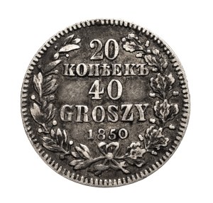 Kingdom of Poland, Nicholas I, 20 kopecks / 40 groszy 1850 MW, Warsaw