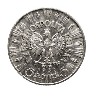Polska, II Rzeczpospolita, 5 złotych 1936, Piłsudski, Warszawa