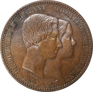 Belgium, Leopold I, medal 10 centimes 1853, wedding of Prince Leopold and Marie Henrietta