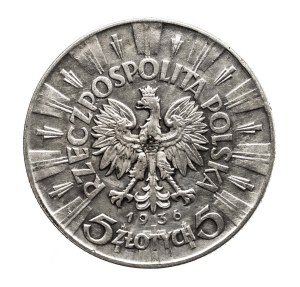 Poland, Second Republic, 5 zloty 1936, Pilsudski, Warsaw