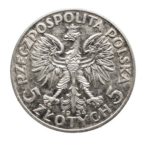 Poland, Second Republic, 5 zloty 1934 Head of a Woman, Warsaw.