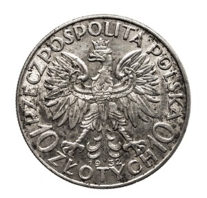 Poland, Second Republic, 10 zloty 1932, Head of a Woman, London