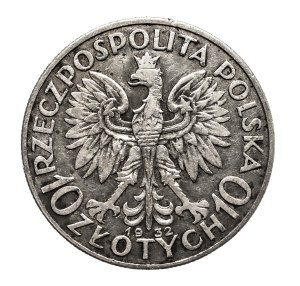 Poland, Second Republic, 10 zloty 1932, Head of a Woman, London