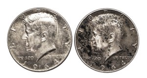 United States of America (USA), set of 2 silver half dollars 1964.