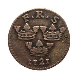 Sweden, Frederick I, 1/2 öre 1721, Stockholm
