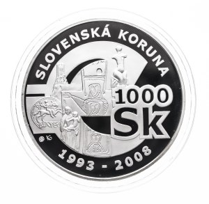 Slovakia, 1000 crowns 2008, Farewell Slovak crown, silver 2 ounces, Kremnica