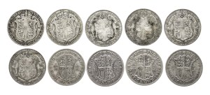 Great Britain, George V, set of 10 half-crowns 1920-1934