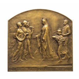 Belgia, plakieta - Wystawa Światowa 1913 w Gandawie - art nouveau