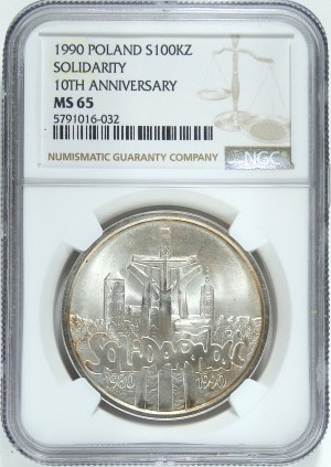 Poland, the Republic since 1989, 100000 gold 1990 SOLIDARITY - tyb B