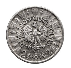 Poland, Second Republic, 2 zloty 1934 Pilsudski, Warsaw