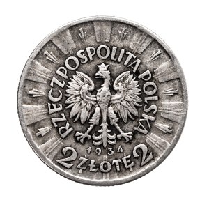Poland, Second Republic, 2 zloty 1934 Pilsudski, Warsaw
