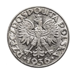 Poland, Second Republic, 2 zloty 1936 Sailing ship, Warsaw