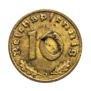 Niemcy, III Rzesza, 10 Reichspfennig 1939 D, Monachium