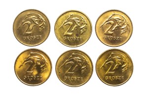 Poland, Republic since 1989, set of 2 pennies 1990-1999, 6 pieces