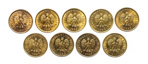 Poland, Republic of Poland since 1989, set of 1 penny 1990-2000, 9 pieces