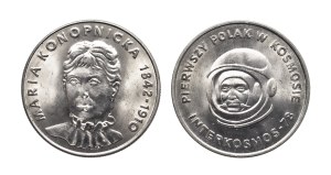 Poland, PRL, set: 20 gold 1978 - Maria Konopnicka and 20 gold 1978 - First Pole in Space.