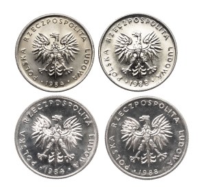 Poland, People's Republic of Poland, set of 10 gold and 20 gold 1984 and 1988, 4 pieces