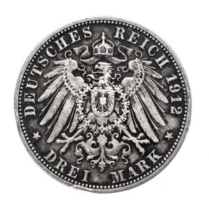 Niemcy, Cesarstwo Niemieckie, Prusy, 3 marki 1912 A, Berlin