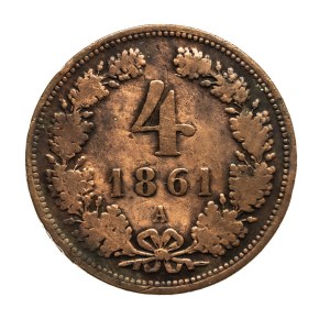 Austria, Franz Joseph I, 4 krajcars 1861 A, Vienna