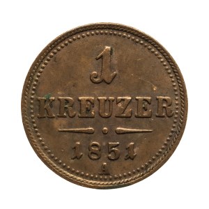 Austria, Franciszek Józef I, 1 krajcary 1851 A, Wiedeń