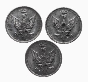 Kingdom of Poland, set ( 3 pieces) 10 fenig 1917, Stuttgart