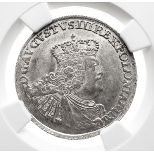 Polska, August III, Ort koronny 1755, Lipsk, mniejsze popiersie