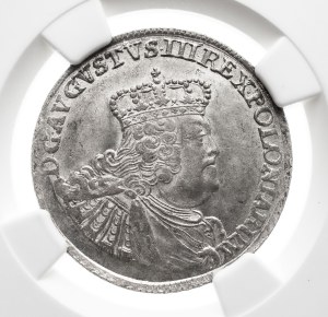 Poland, August III, Crown Ort 1755, Leipzig, smaller bust