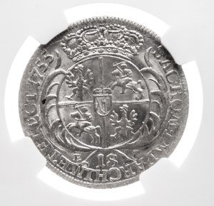 Poland, August III, Crown Ort 1755, Leipzig, smaller bust