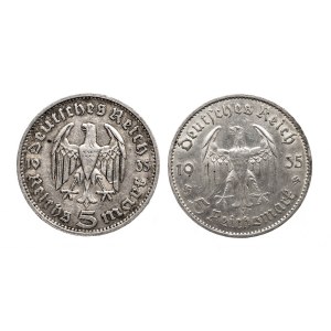 Niemcy, III Rzesza, zestaw 5 marek 1935, 2 sztuki