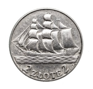 Poland, Second Republic, 2 zloty 1936 Sailing ship, Warsaw