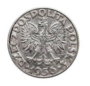 Poland, Second Republic, 2 zloty 1936 Sailing ship, Warsaw