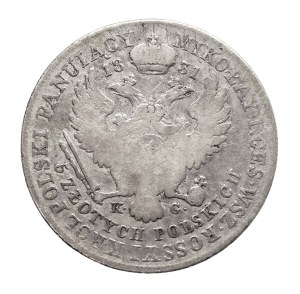 Kingdom of Poland, Nicholas I, 5 zloty 1831 K.G., Warsaw