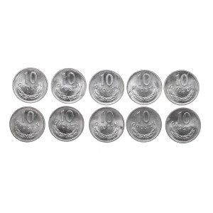 Polska, PRL, zestaw 10 groszy 1974, 10 sztuk