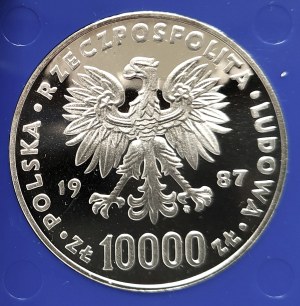 Poland, People's Republic of Poland, 10000 gold 1987, John Paul II - mirror stamp